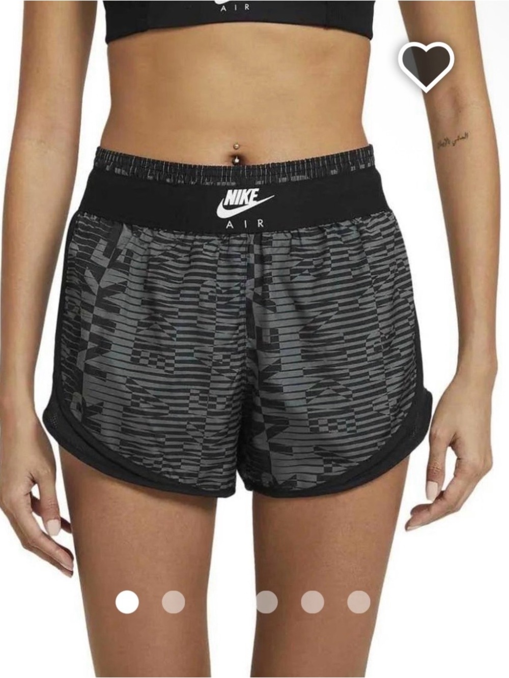 Nike Women's Black & Gray Geo-Print Athletic Shorts